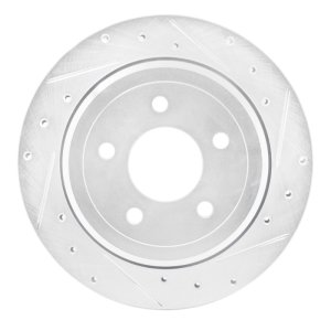 Ford Crown Victoria Brake Rotor (1) - Rear Right - R1 Concepts - Drilled & Slotted - Silver - `03-`11